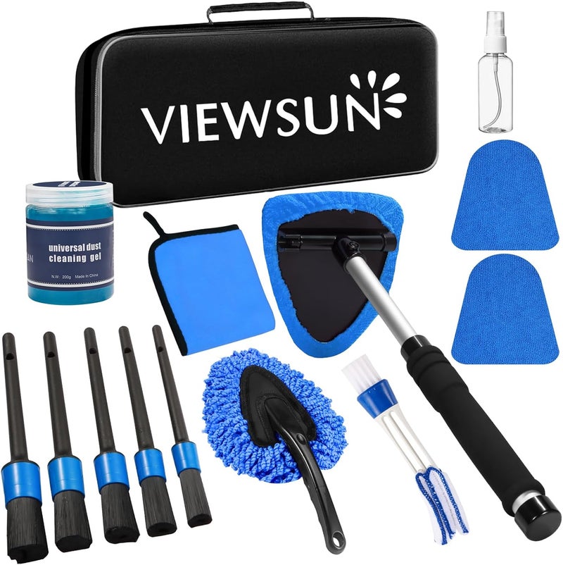 Viewsun Windshield Cleaner Tool, 14Pcs Car Interior Cleaning Kit, Car Detailing Kit Interior Cleaner, Car Detailing Brushes, Car Cleaning Gel, Inside Cleaning Supplies Accessories for Women Men - Image 1